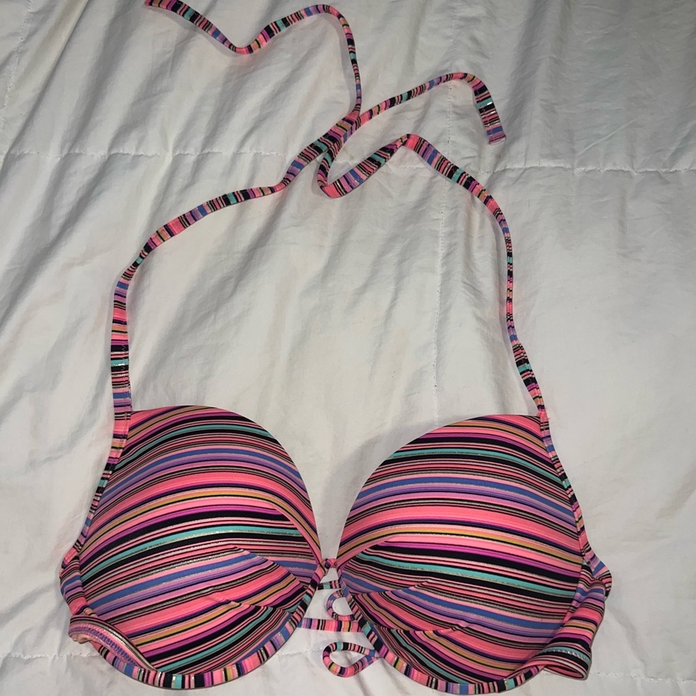 Victoria Secret: bikini top padded halter pink orange (never worn!!)